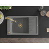Mexen Elias 1-bowl granite kitchen sink with drainer and Elia kitchen faucet, gray - 6511-71-670101-50