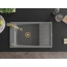 Mexen Elias 1-bowl granite sink with drainer and Elia kitchen tap, grey - 6511-71-670101-50