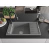 Mexen Elias granite sink 1-bowl with drainer and kitchen faucet Elia, gray - 6511-71-670101-70