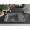 Mexen Elias 1-bowl granite sink with drainer and Elia kitchen faucet, gray - 6511-71-670101-71