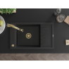 Mexen Elias granite kitchen sink 1-bowl with drainer and Elia kitchen faucet, black/silver metallic - 6511-73-670101-50