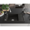 Mexen Elias 1-bowl granite sink with drainer and kitchen faucet Elia, black/gold metallic - 6511-75-670101-00