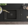 Mexen Elias 1-bowl granite sink with drainer and Elia kitchen tap, black/gold metallic - 6511-75-670101-50-B