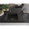 Mexen Elias granite kitchen sink 1-bowl with drainer and Elia kitchen tap, black/gold metallic - 6511-75-670101-70-B