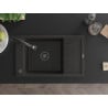 Mexen Elias granite kitchen sink 1-bowl with drainer and Elia kitchen tap, black/gold metallic - 6511-75-670101-70-B