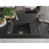 Mexen Elias 1-bowl granite sink with drainer and Elia kitchen faucet, speckled black - 6511-76-670101-50