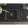Mexen Elias 1-bowl granite sink with drainer and Elia kitchen faucet, speckled black - 6511-76-670101-50