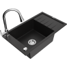 Mexen Elias granite kitchen sink 1-bowl with drainer and kitchen faucet Elia, black - 6511-77-670101-00
