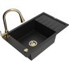 Mexen Elias granite kitchen sink single-bowl with drainer and Elia kitchen faucet, black - 6511-77-670101-50