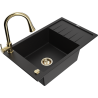 Mexen Elias granite sink 1-bowl with drainer and Elia kitchen tap, black - 6511-77-670101-50