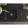 Mexen Elias granite kitchen sink single-bowl with drainer and Elia kitchen faucet, black - 6511-77-670101-50