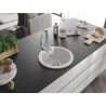 Mexen Diego granite kitchen sink 1-bowl with Elia kitchen faucet, white - 6512-20-670101-00