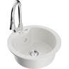Mexen Diego granite kitchen sink 1-bowl with Elia kitchen faucet, white - 6512-20-670101-00