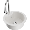 Mexen Diego single-bowl granite sink with Elia kitchen faucet, white - 6512-20-670101-00