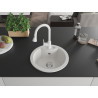 Mexen Diego granite kitchen sink 1-bowl with Elia kitchen faucet, white - 6512-20-670101-20