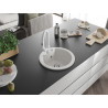Mexen Diego granite kitchen sink 1-bowl with Elia kitchen faucet, white - 6512-20-670101-20