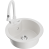 Mexen Diego 1-compartment granite sink with a kitchen mixer tap Elia, White - 6512-20-670101-20