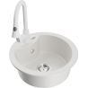Mexen Diego Granite Sink 1-bowl with Elia Kitchen Tap, White - 6512-20-670101-20