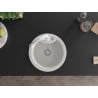 Mexen Diego Granite Sink 1-bowl with Elia Kitchen Tap, White - 6512-20-670101-20