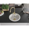 Mexen Diego 1-bowl granite sink with Elia kitchen tap, white - 6512-20-670101-50