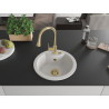 Mexen Diego granite kitchen sink 1-bowl with Elia kitchen faucet, white - 6512-20-670101-50