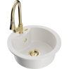 Mexen Diego 1-compartment granite sink with a kitchen mixer tap Elia, White - 6512-20-670101-50