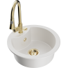 Mexen Diego granite kitchen sink 1-bowl with Elia kitchen faucet, white - 6512-20-670101-50