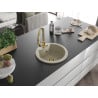 Mexen Diego 1-bowl granite sink with Elia kitchen tap, beige - 6512-69-670101-50