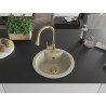 Mexen Diego 1-bowl granite sink with Elia kitchen faucet, beige - 6512-69-670101-50