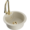 Mexen Diego 1-bowl granite sink with Elia kitchen faucet, beige - 6512-69-670101-50