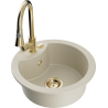 Mexen Diego granite kitchen sink 1-bowl with Elia kitchen faucet, beige - 6512-69-670101-50