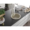 Mexen Diego 1-bowl granite sink with Elia kitchen faucet, beige - 6512-69-670101-69