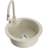 Mexen Diego 1-bowl granite sink with Elia kitchen tap, beige - 6512-69-670101-69