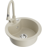 Mexen Diego granite kitchen sink 1-bowl with Elia kitchen faucet, beige - 6512-69-670101-69