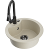 Mexen Diego granite kitchen sink 1-bowl with Elia kitchen faucet, beige - 6512-69-670101-70