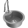 Mexen Diego 1-bowl granite kitchen sink with Elia kitchen faucet, gray - 6512-71-670101-00