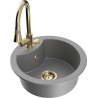 Mexen Diego 1-bowl granite sink with Elia kitchen faucet, gray - 6512-71-670101-50