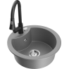 Mexen Diego single-bowl granite sink with Elia kitchen faucet, gray - 6512-71-670101-70