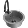 Mexen Diego granit sink single-bowl with Elia kitchen faucet, gray - 6512-71-670101-70-B