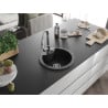 Mexen Diego 1-bowl granite sink with Elia kitchen tap, black/silver metallic - 6512-73-670101-00