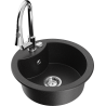 Mexen Diego granite 1-bowl kitchen sink with Elia kitchen faucet, black/silver metallic - 6512-73-670101-00