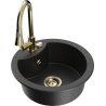 Mexen Diego 1-bowl granite sink with Elia kitchen faucet, black/silver metallic - 6512-73-670101-50