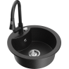 Mexen Diego 1-compartment granite sink with a kitchen mixer tap Elia, Black/Silver metallic - 6512-73-670101-70