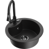 Mexen Diego 1-compartment granite sink with a kitchen mixer tap Elia, Black/Silver metallic - 6512-73-670101-70-B