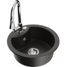 Mexen Diego granit sink single-bowl with kitchen faucet Elia, black/golden metallic - 6512-75-670101-00