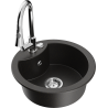Mexen Diego granite kitchen sink 1-bowl with Elia kitchen faucet, black/gold metallic - 6512-75-670101-00