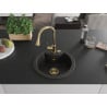 Mexen Diego granite kitchen sink 1-bowl with Elia kitchen faucet, black/gold metallic - 6512-75-670101-50