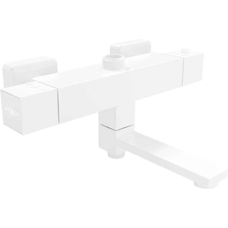 Mexen Cube thermostatic bath and shower mixer tap, White - 77910-20