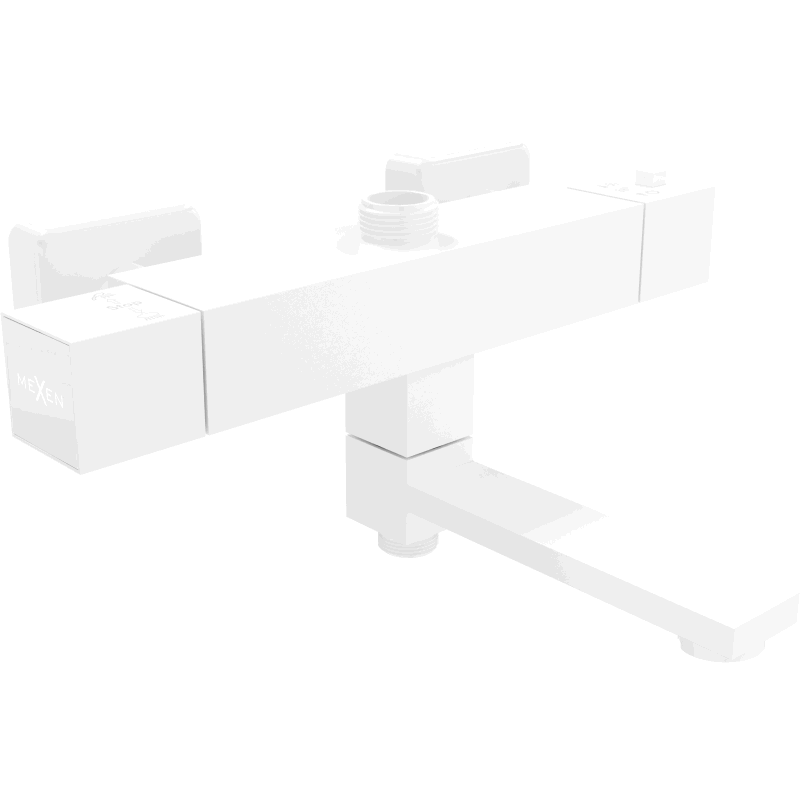 Mexen Cube Thermostatic Bath-Shower Mixer, White - 77910-20