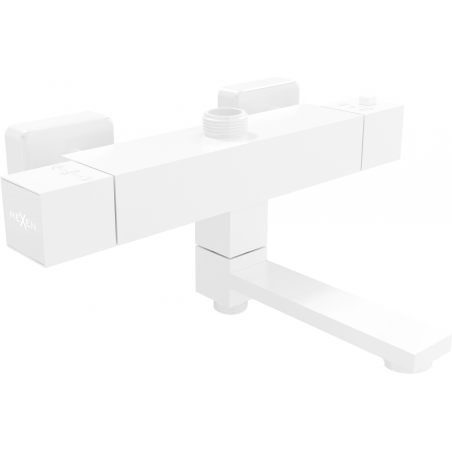 Mexen Cube thermostatic bathtub-shower faucet, white - 77910-20